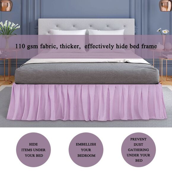 Ruffled Bed Skirts Polyester Brushed Platform 16inch Drop Full Light Purple - Picture 3 of 6